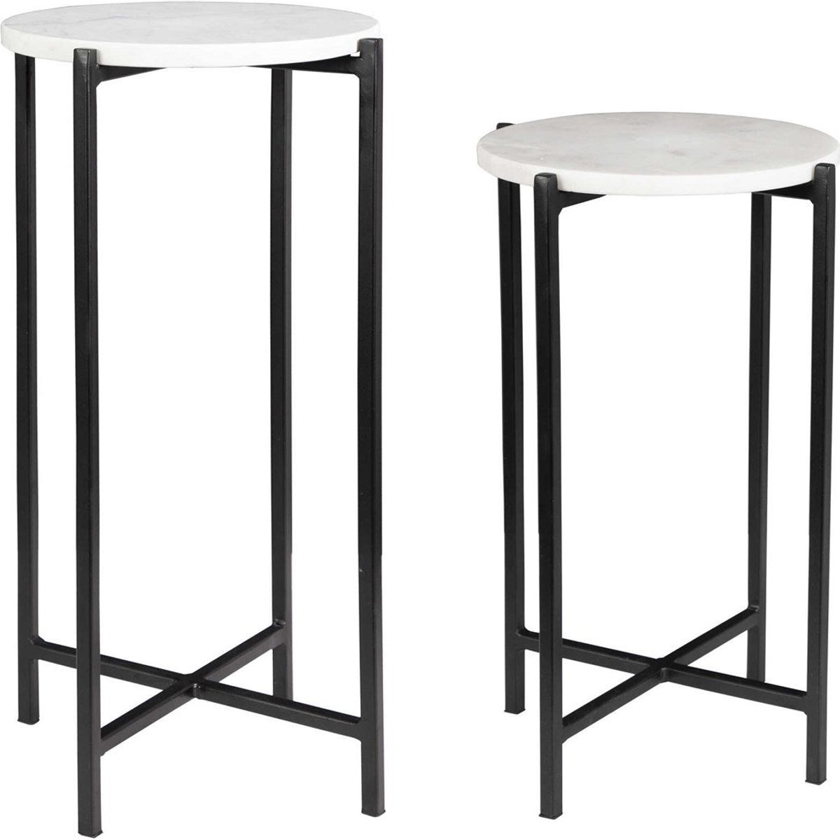 Casa Bella Living White Marble Tops With Matte Black Bases Set of 2 Accent Tables - Image 3