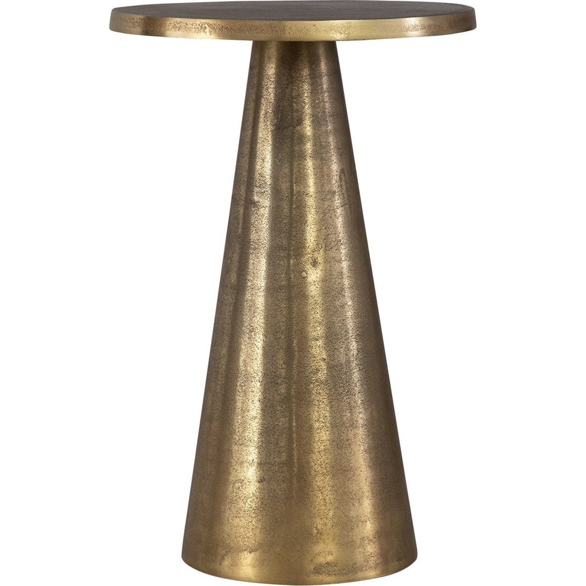 Casa Bella Living Antique Brass Round Modern Pedestal Accent Side Table - Image 2