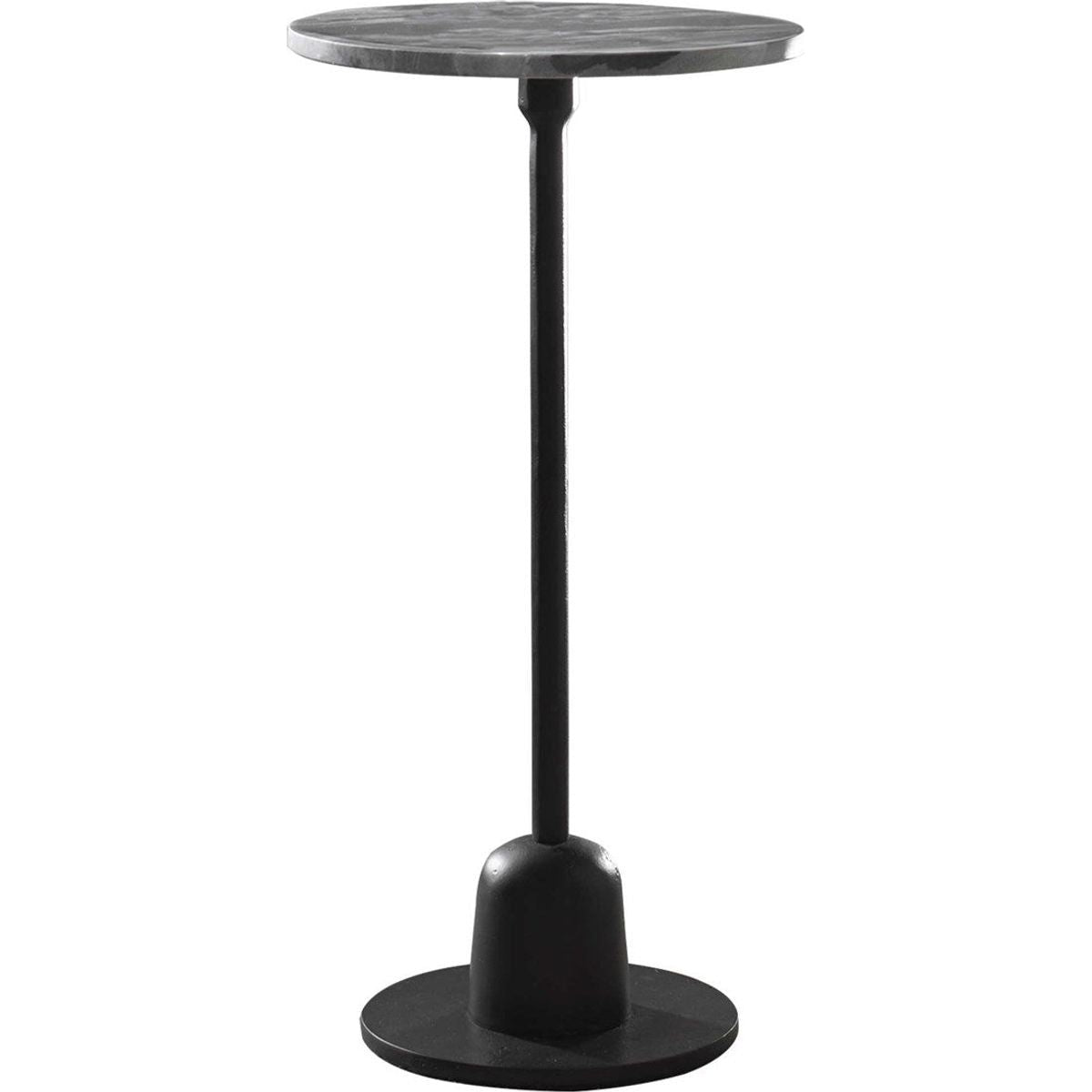 Casa Bella Living Black Marble Top With Matte Black Base Modern Round Accent Table - Image 2