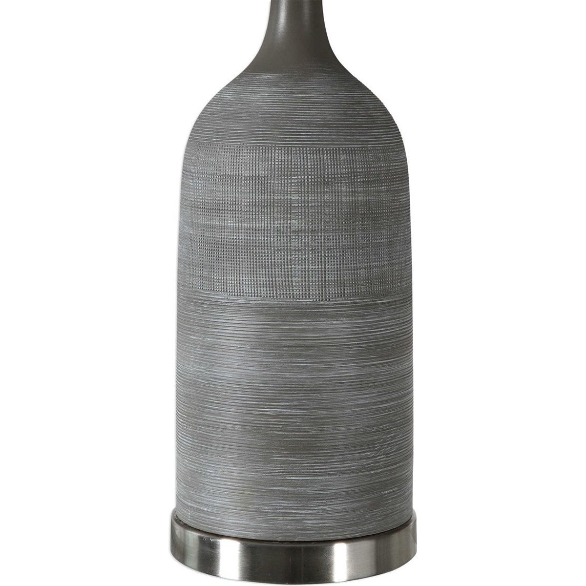 Casa Bella Living Light Beige Linen Drum Shade With Textured Olive Bronzed Ceramic Base Table Lamp - Image 3