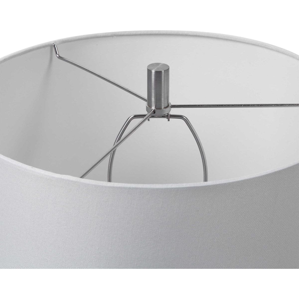 Casa Bella Living White Linen Shade With Sky Blue Textured Ceramic Base Table Lamp - Image 3