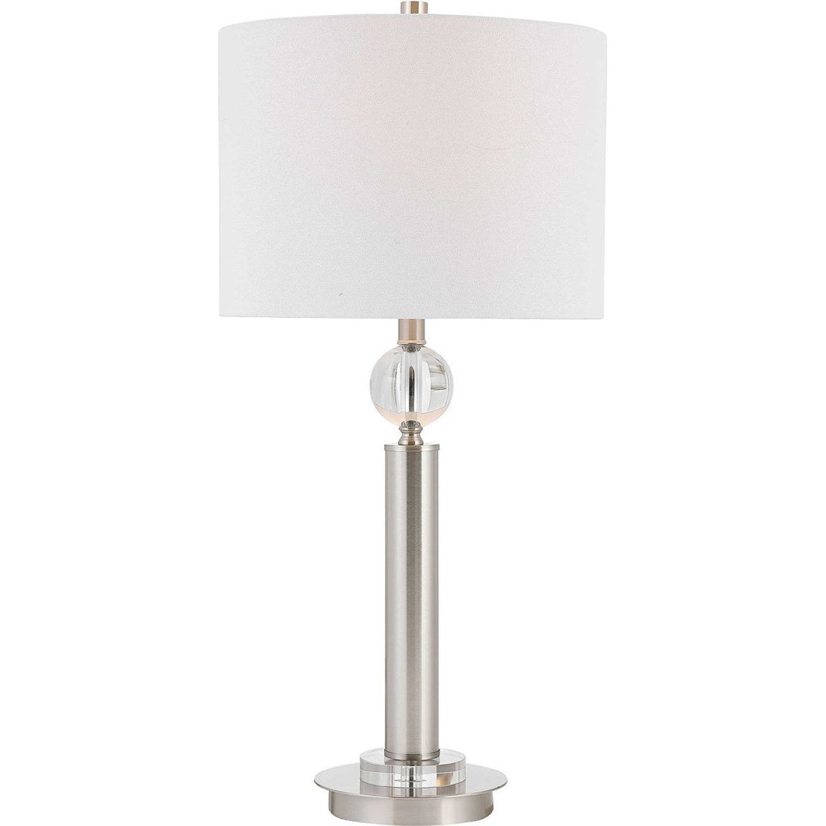 Casa Bella Living White Line Shade With Crystal and Brushed Nickel Base Table Lamp - Image 2
