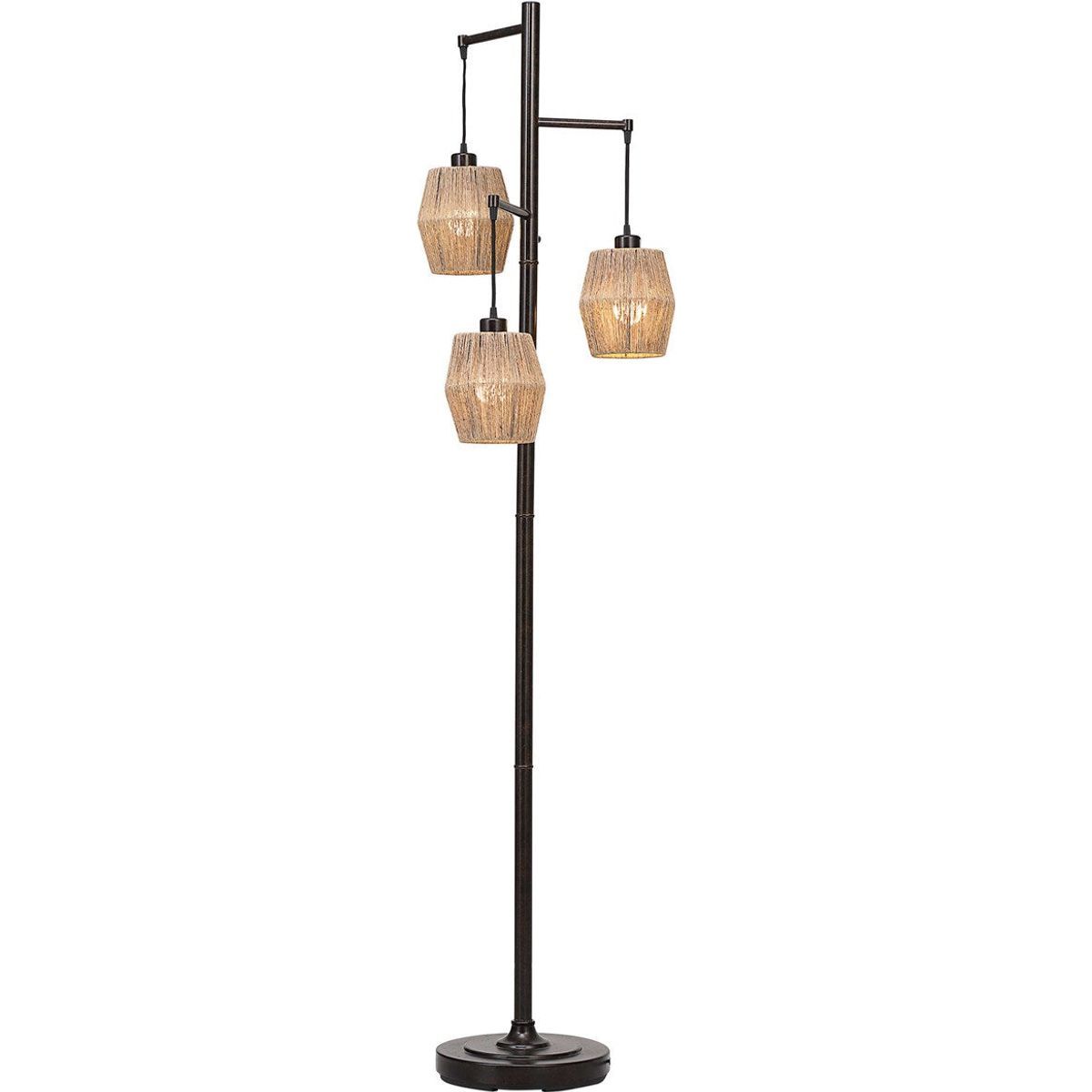 Casa Bella Living Rope Drum Shades with Rubbed Bronze Base Modern Floor Lamp - Image 2