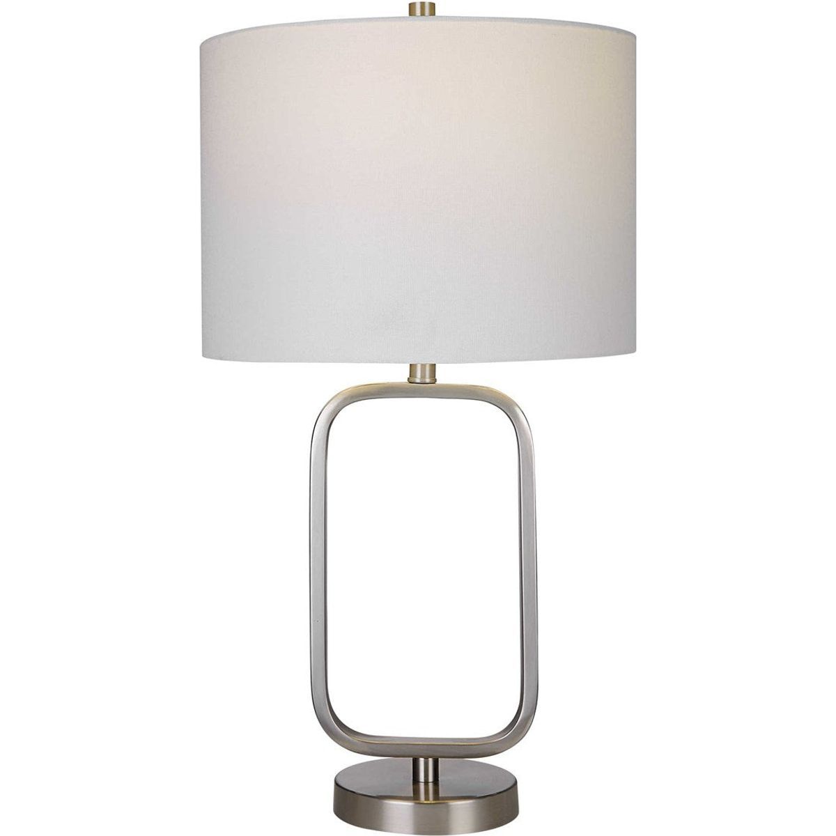 Casa Bella Living White Linen Shade With Brushed Nickel Metal Base Table Lamp - Image 2