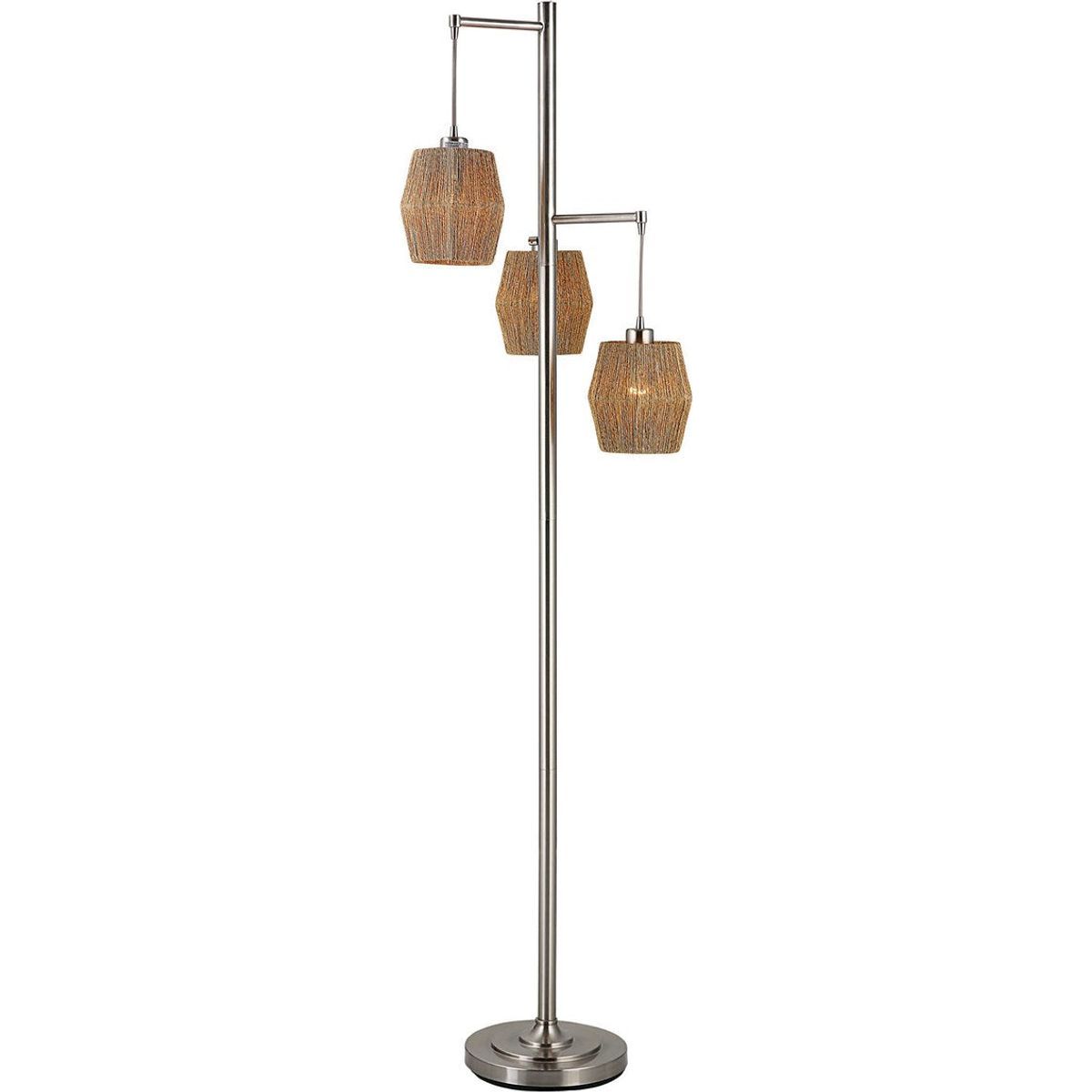 Casa Bella Living Rope Drum Shades with Brushed Nickel Base Modern Floor Lamp - Image 2