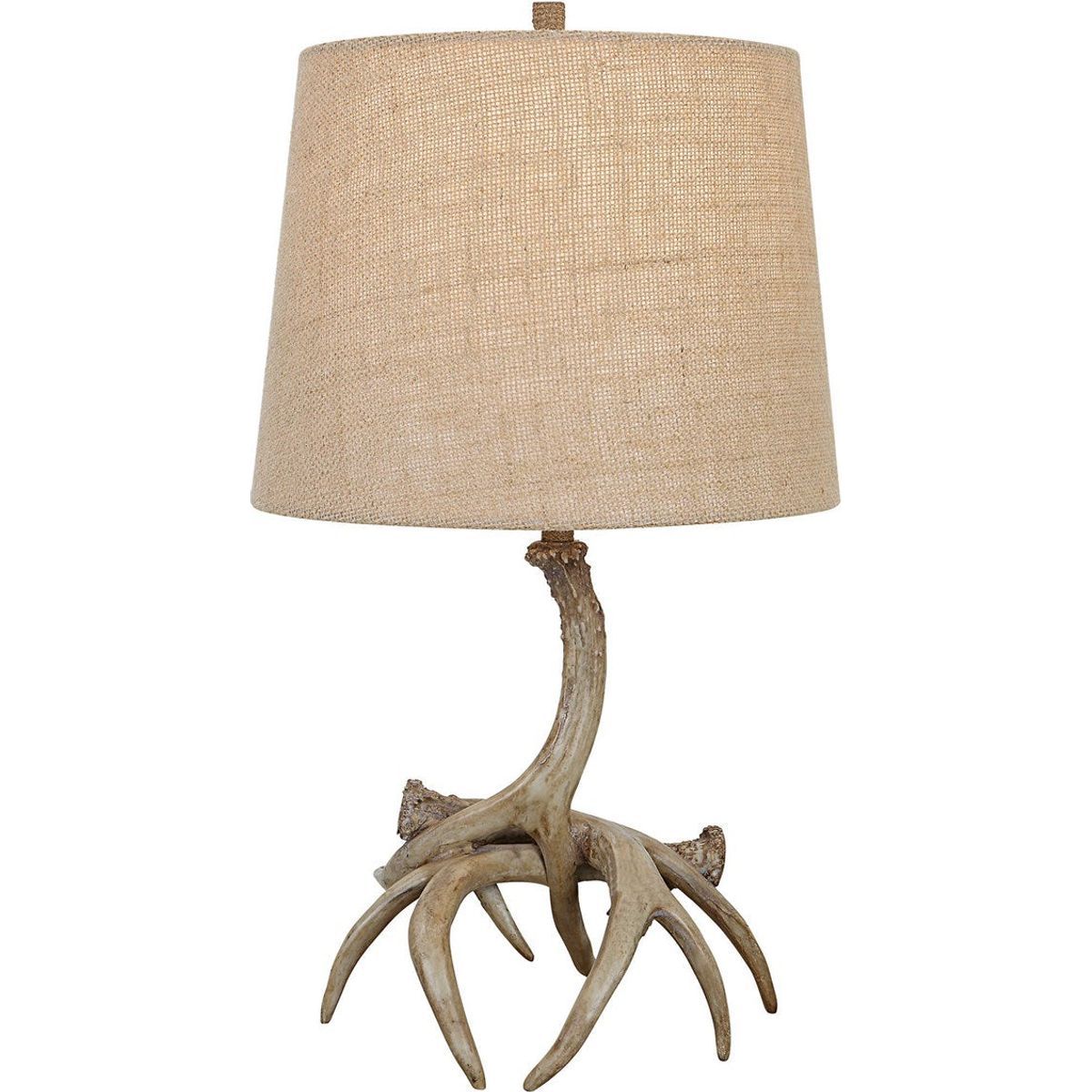 Casa Bella Living Burlap Shade with Rustic Antlers Base Table Lamp - Image 2
