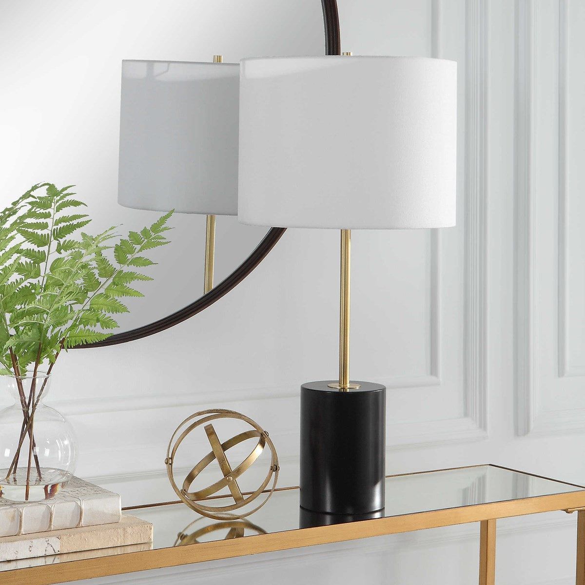 Casa Bella Living White Linen Shade with Matte Black Metal Base and Gold Accents Table Lamp ~ LAST CHANCE SALE ~ LIMITED QUANTITY - Image 3