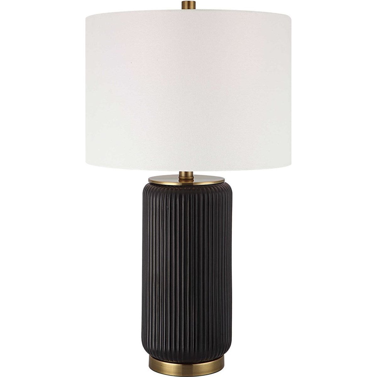 Casa Bella Living White Linen Shade with Black Textured Ceramic Base Table Lamp ~ LAST CHANCE SALE ~ LIMITED QUANTITY - Image 2
