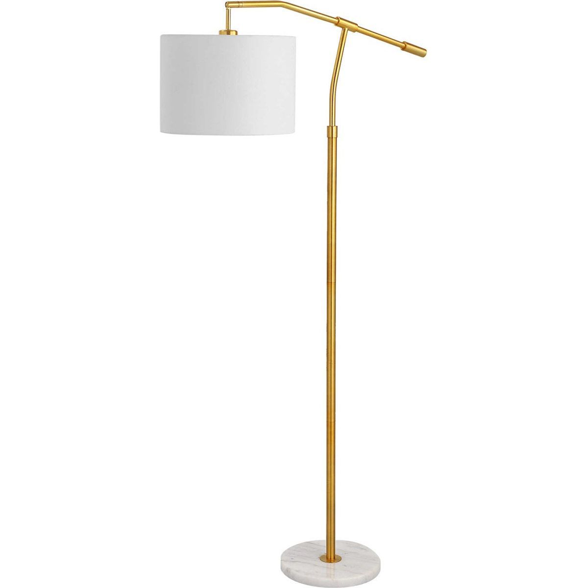 Casa Bella Living White Linen Shade with Gold and White Marble Base Modern Floor Lamp - Image 1
