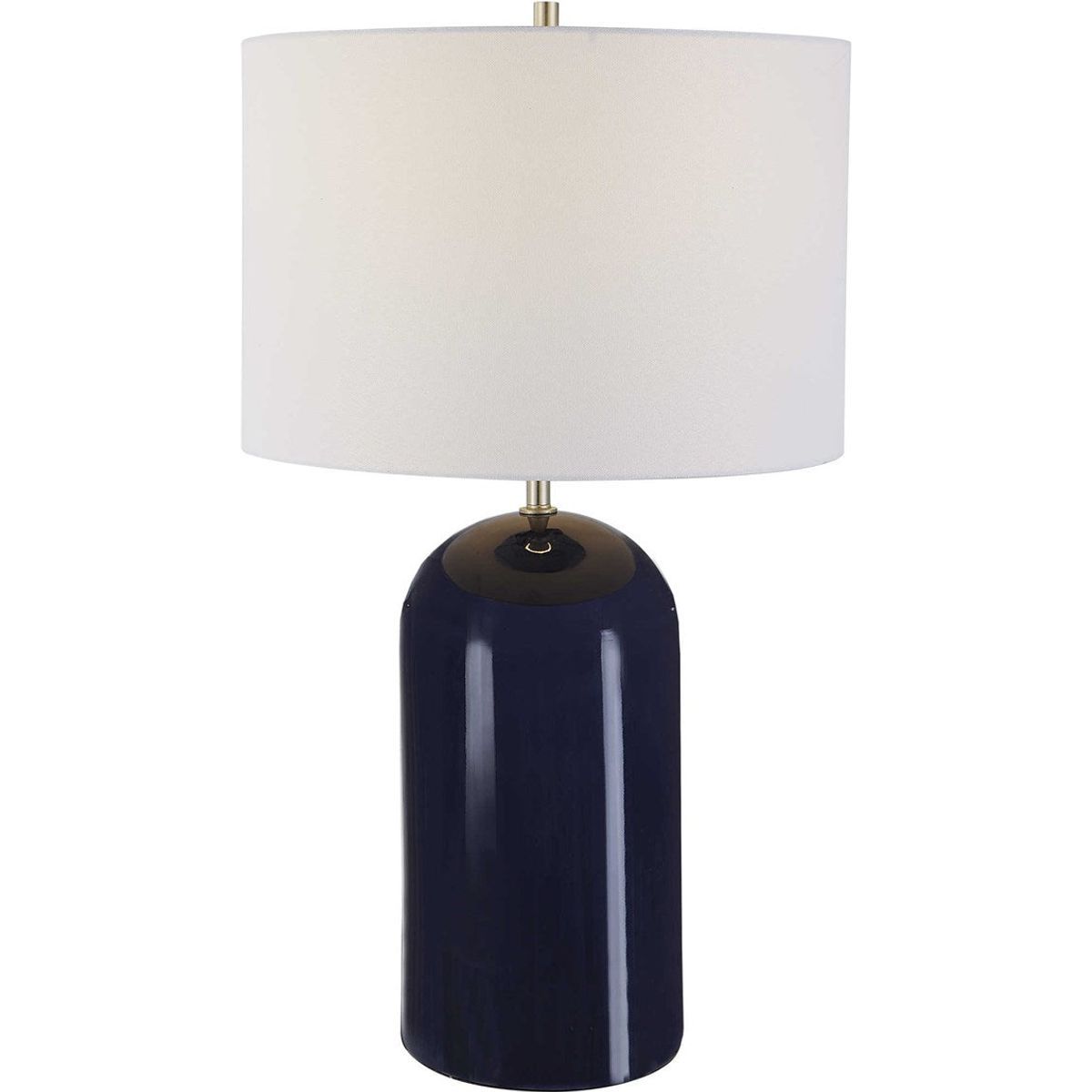 Casa Bella Living White Linen Shade with Navy Blue Ceramic Base Table Lamp - Image 2