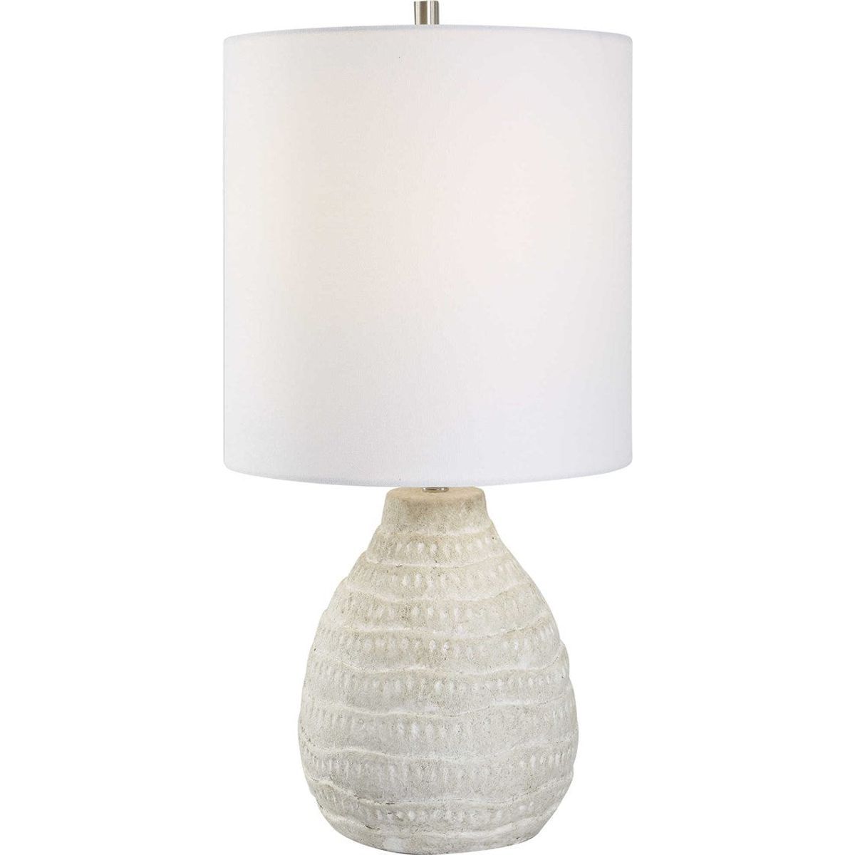 Casa Bella Living Off White Linen Shade with Textured Antique White Wash Ceramic Base Table Lamp ~ LAST CHANCE SALE ~ LIMITED QUANTITY - Image 2