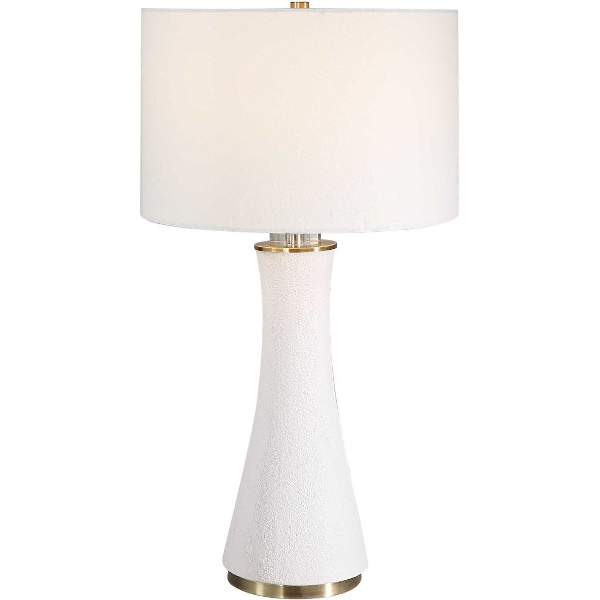 Casa Bella Living  White Linen Shade With Textured Matte White and Brushed Brass Base Table Lamp ~ IN-STORE PURCHASE ONLY - Image 2