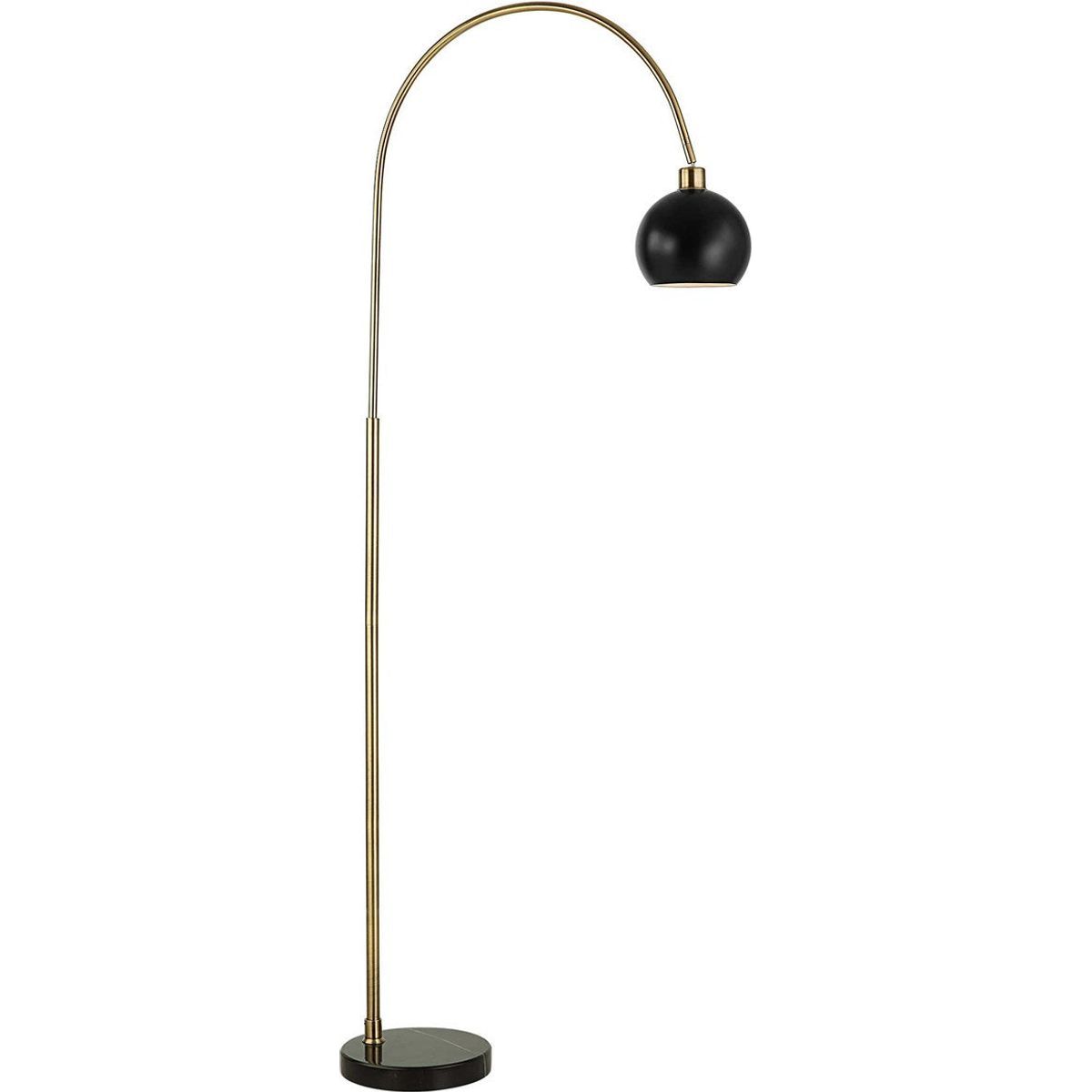 Casa Bella Living  Matte Black Metal Shade With Antique Bass and Black Marble Base Modern Arched Floor Lamp - Image 2