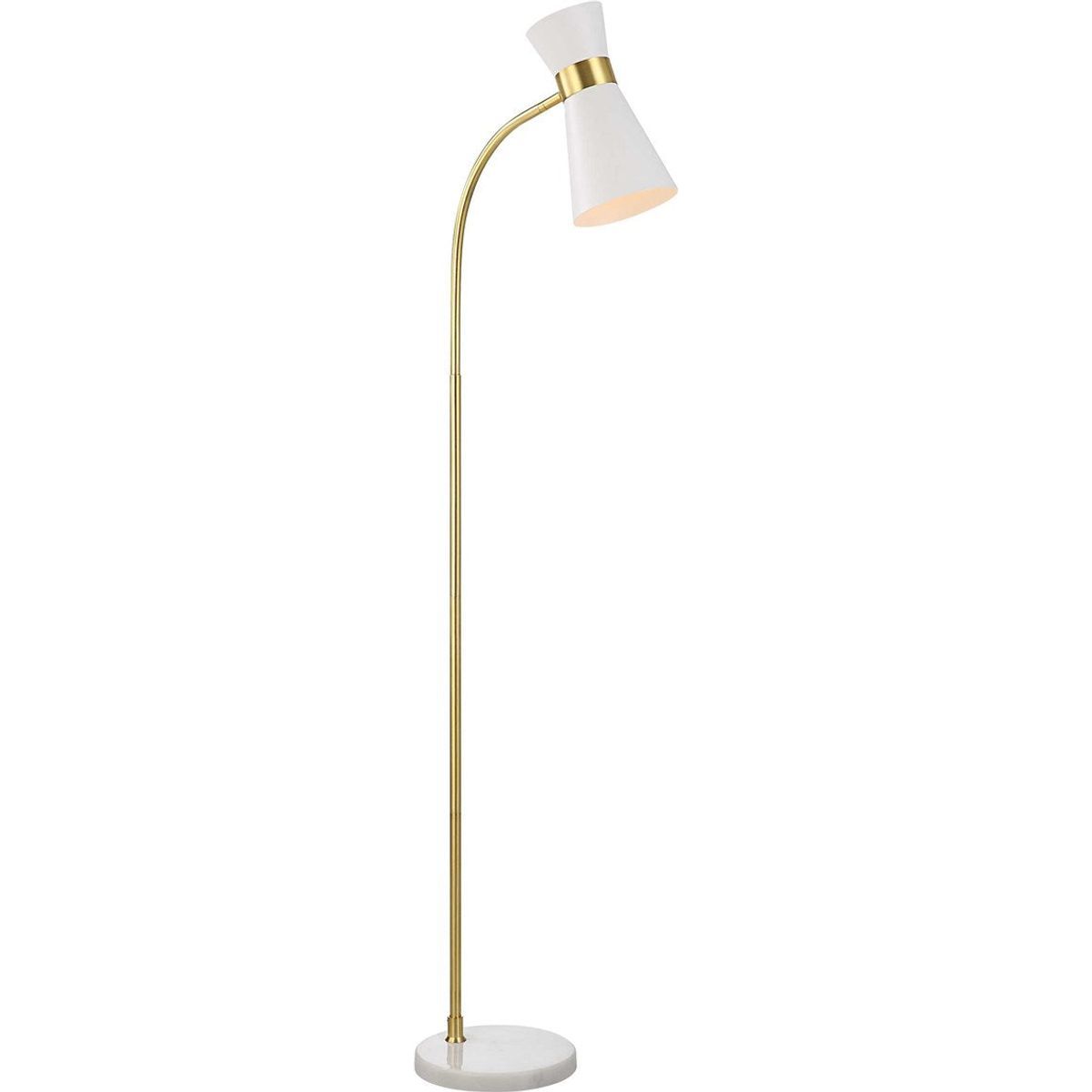 Casa Bella Living White Metal Cone Shade with Gold and White Marble Base Modern Floor Lamp - Image 2
