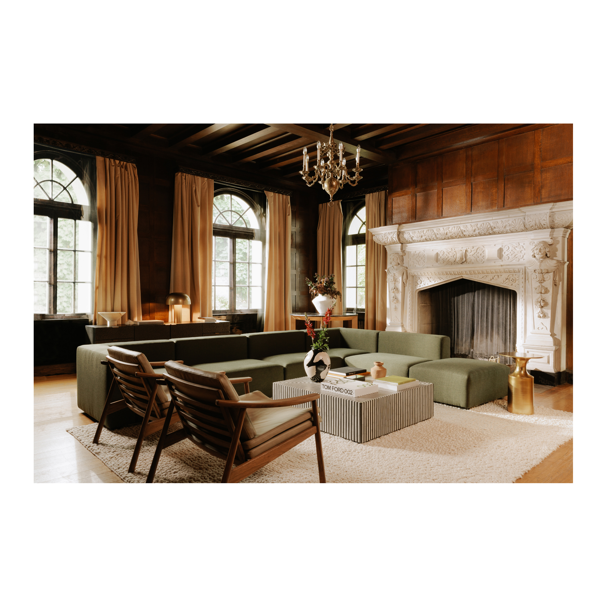 Moe’s Home Collection Romy Dark Green Ottoman - Image 2