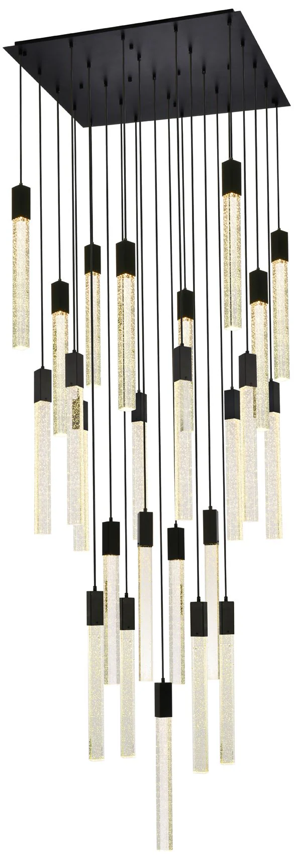Weston 36" Wide Black and Crystal 25-Light LED Pendant - Image 2