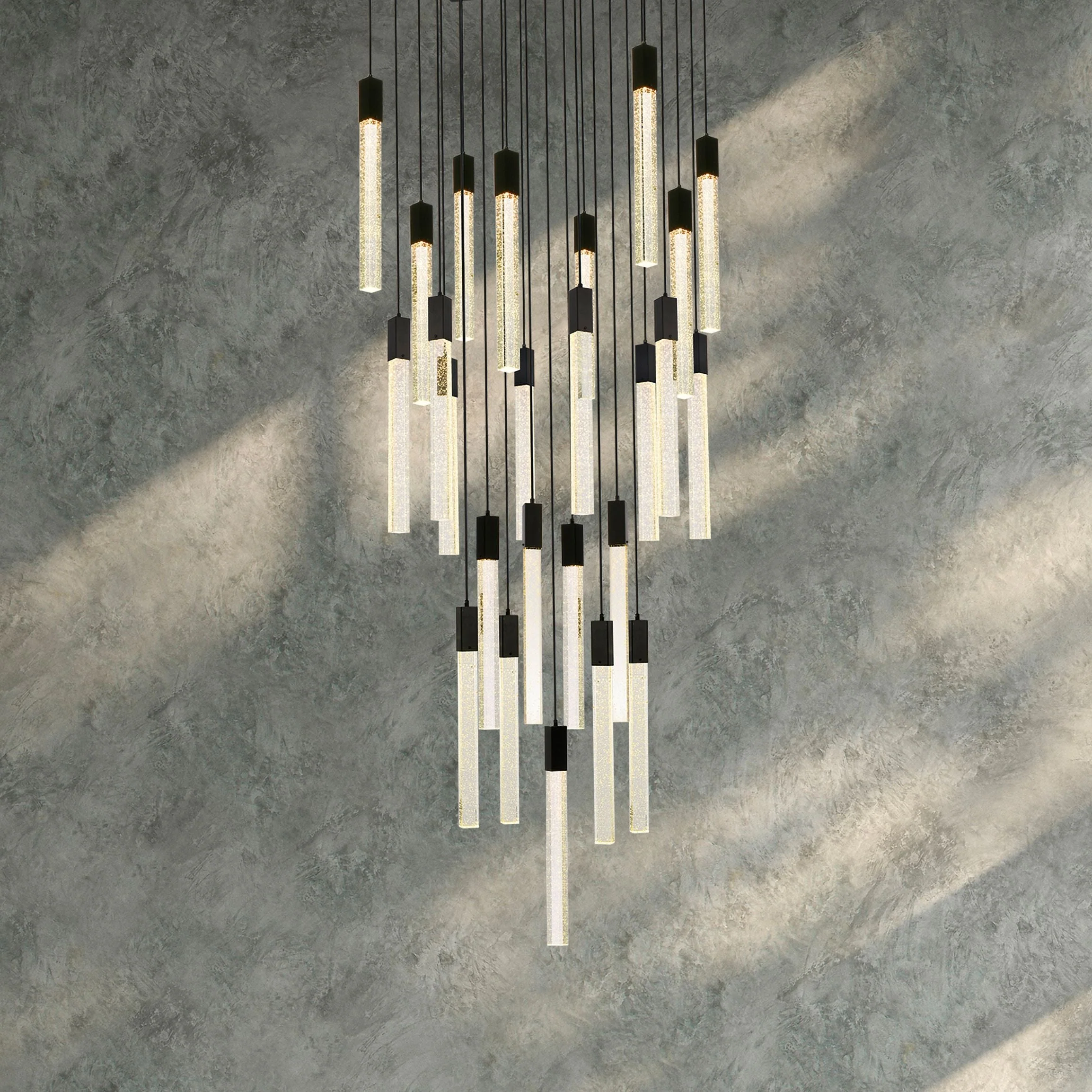 Weston 36" Wide Black and Crystal 25-Light LED Pendant - Image 1