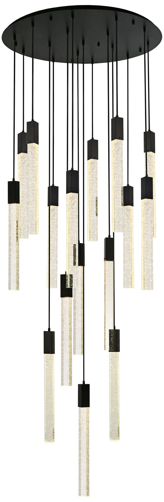 Weston 36" Wide Black Crystal Raindrops 16-Light Pendant - Image 2