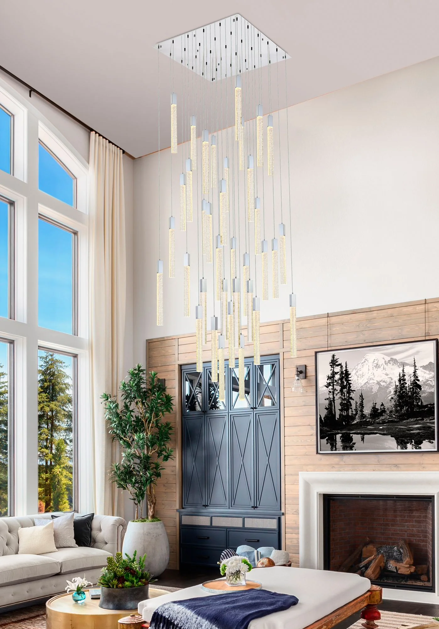 Weston 42" Wide Chrome 36-Light LED Multi Light Pendant - Image 3