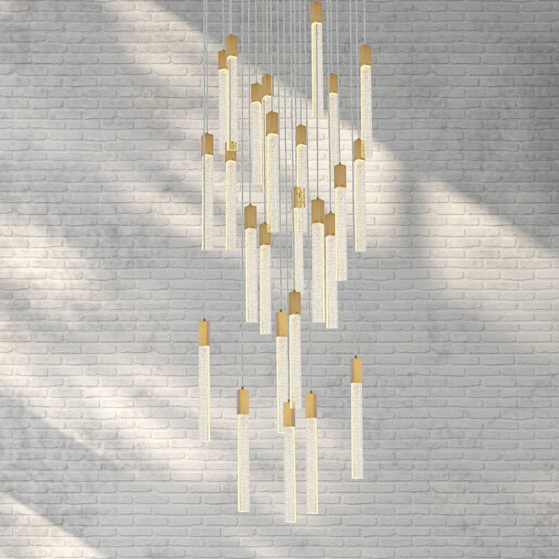 Weston 42" Wide Satin Gold 25-Light LED Pendant - Image 2