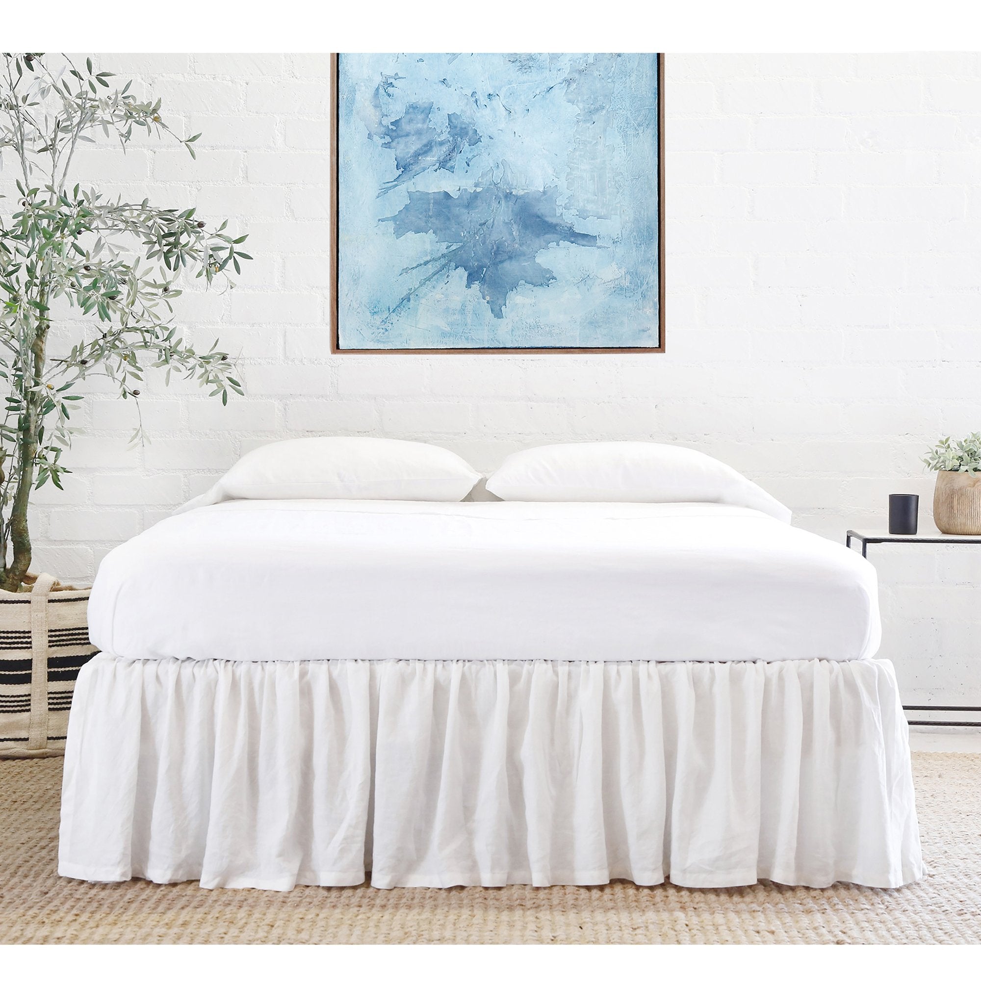 Pom Pom at Home Gathered White Linen Bedskirt ~ Available in Twin, Queen and King Sizes - Image 3