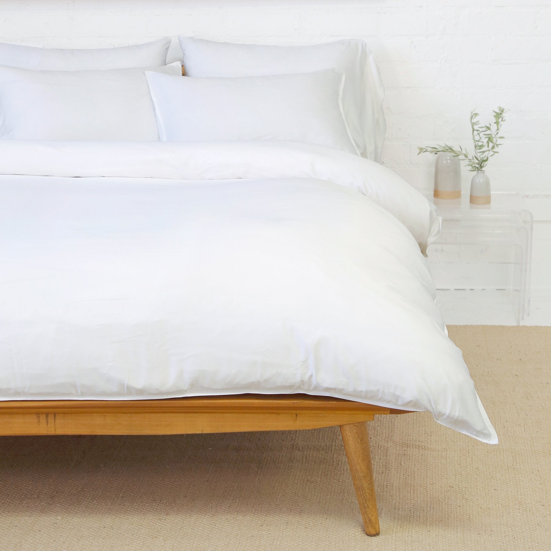 Pom Pom at Home Parker White Bamboo Sateen Duvet Cover Set ~ Available in Twin, Queen and King Sizes - Image 1