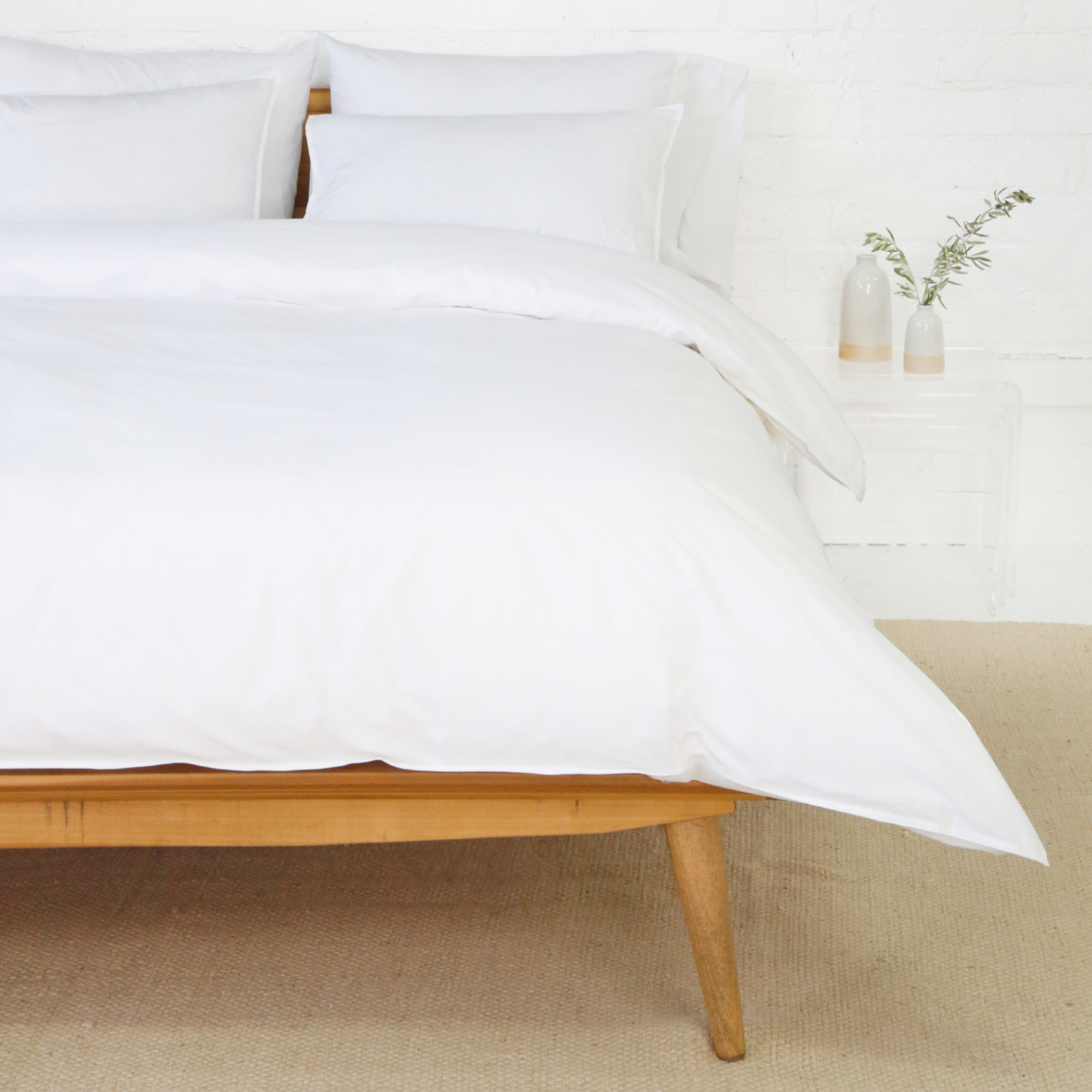 Pom Pom at Home Parker White Cotton Percale Duvet Cover Set ~ Available in Twin, Queen and King Sizes - Image 1