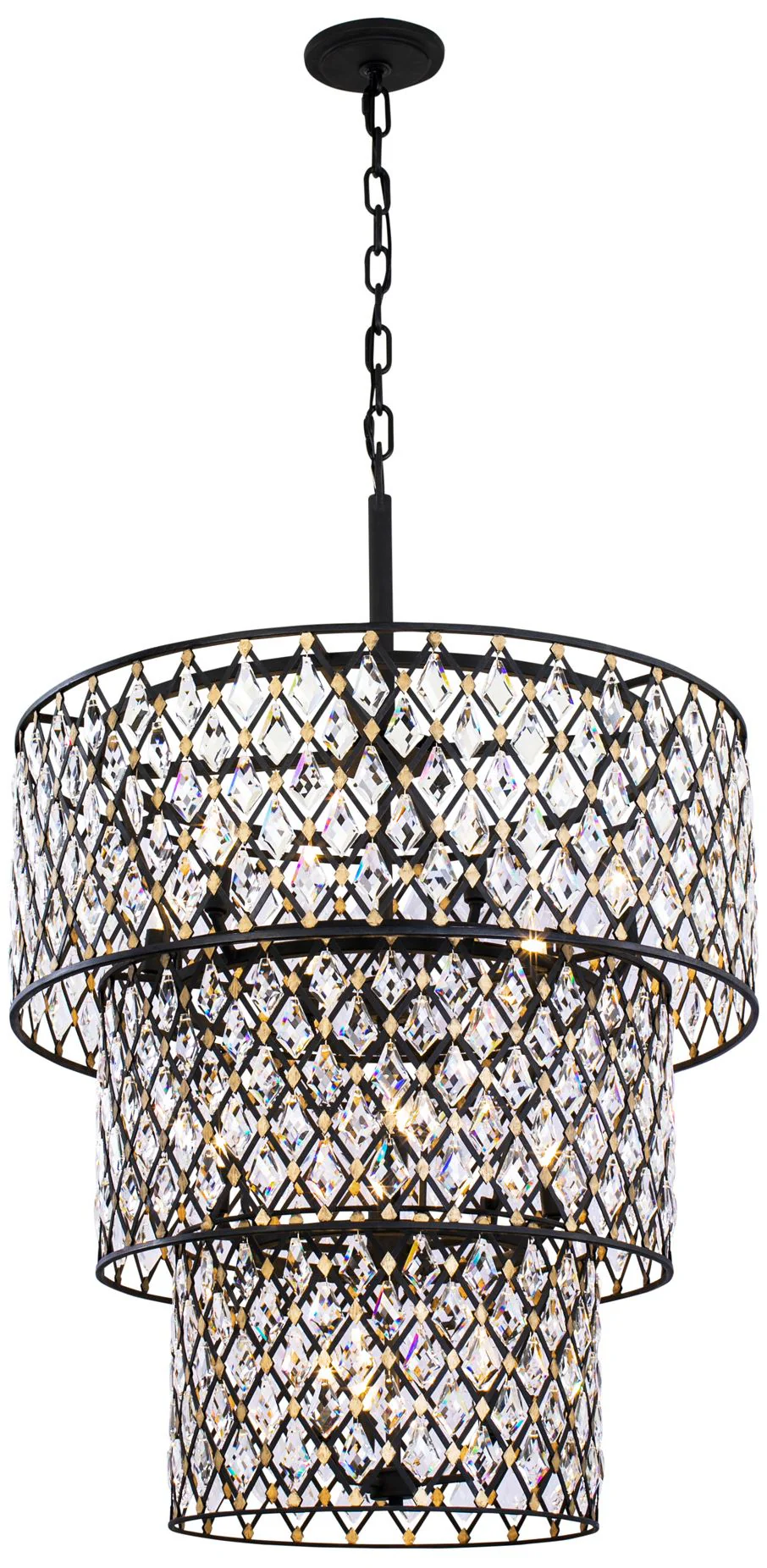 Windsor 31 3/4"W Carbon Crystal 13-Light 3-Tier Chandelier - Image 1