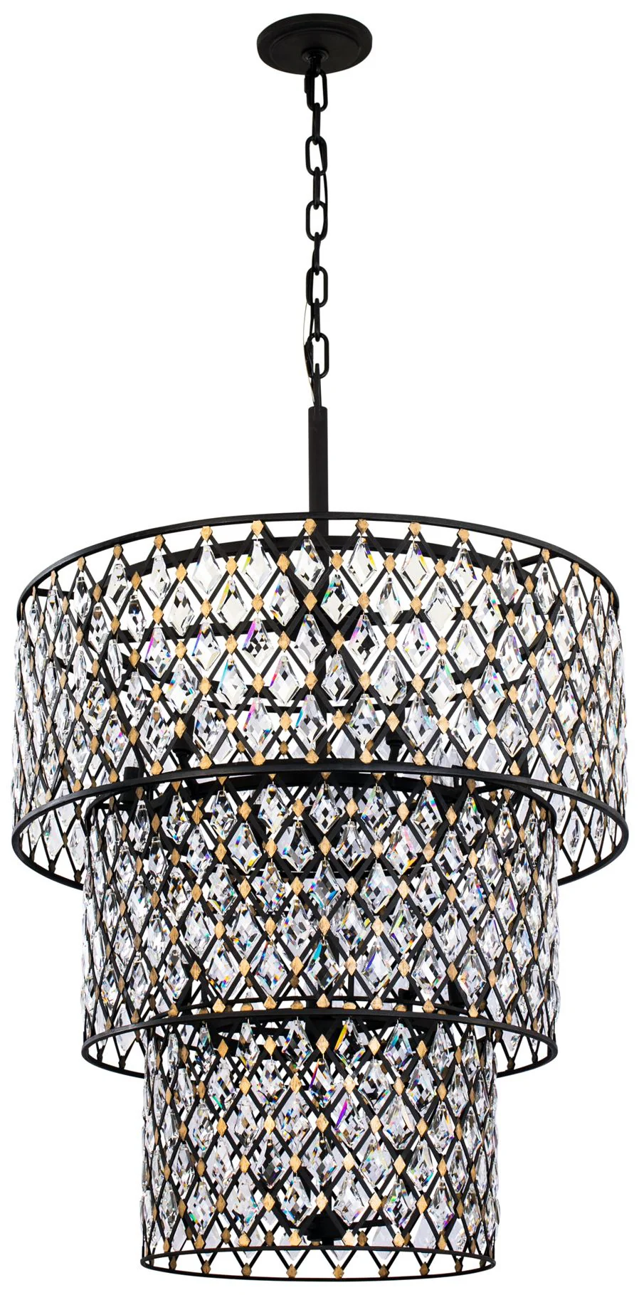 Windsor 31 3/4"W Carbon Crystal 13-Light 3-Tier Chandelier - Image 2
