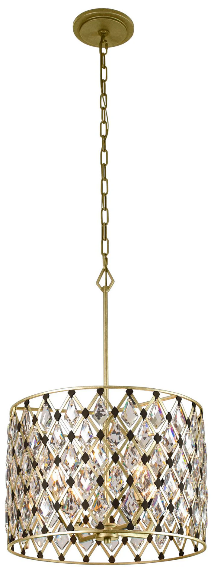 Windsor 4-Lt Crystal Pendant - French Gold & Matte Black - Image 1