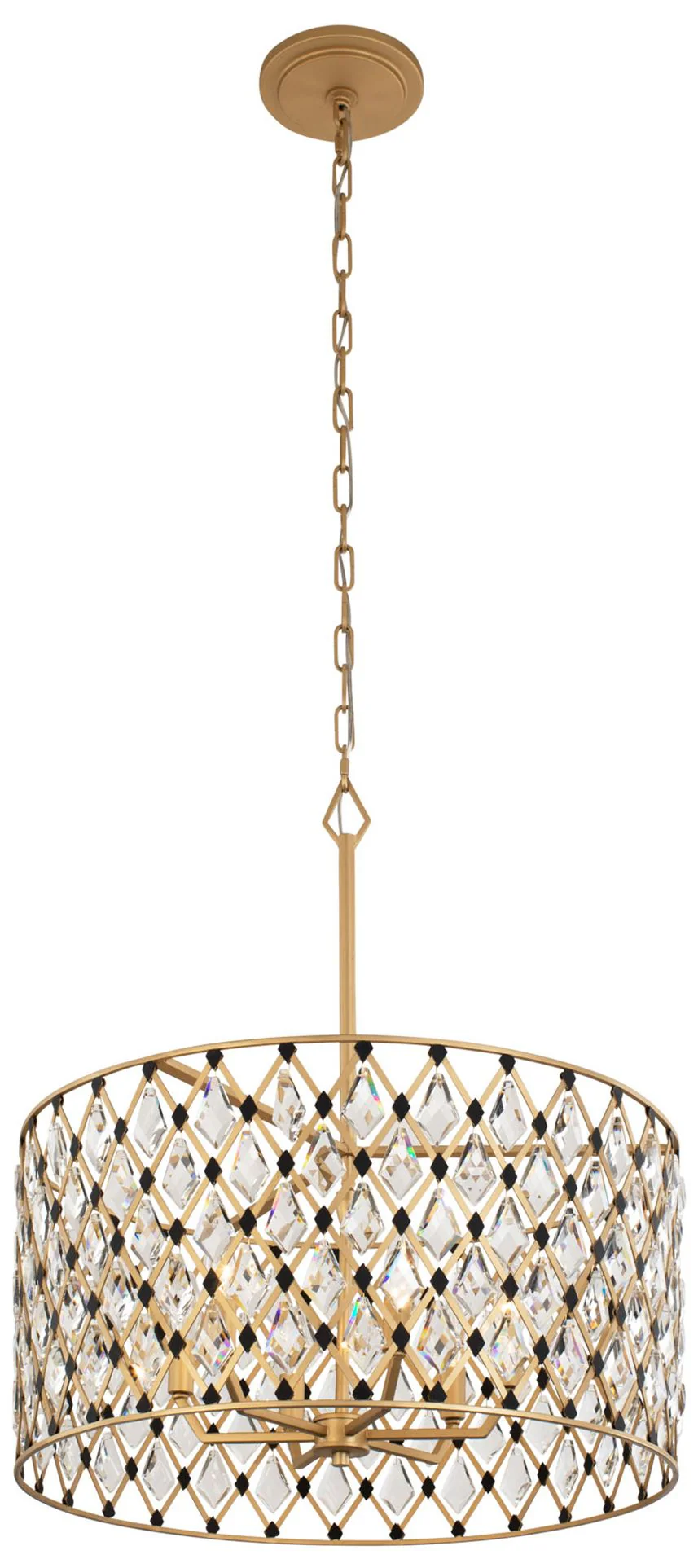 Windsor 6-Lt Crystal Pendant - French Gold & Matte Black - Image 1