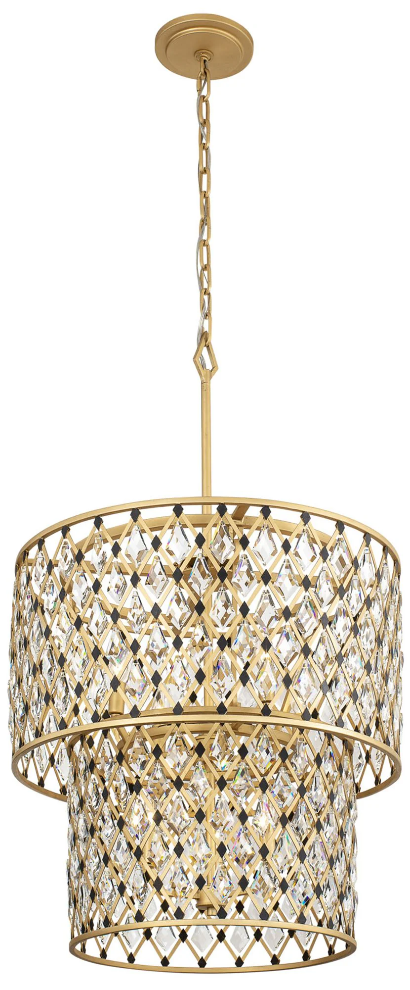 Windsor 7-Lt 2-Tier Crystal Chandelier - French Gold & Matte Black - Image 1