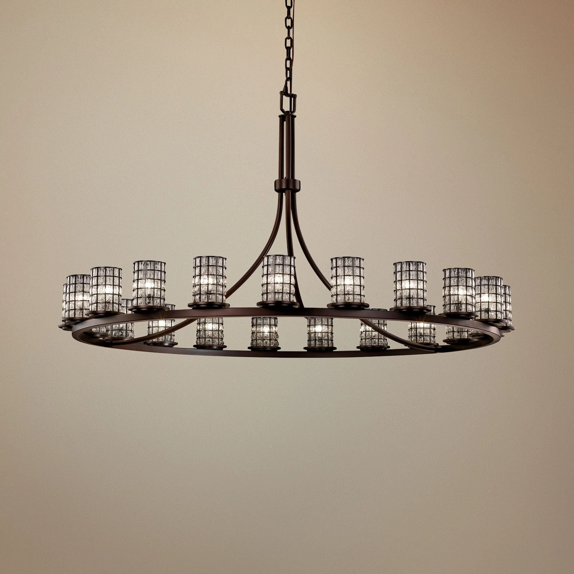 Wire Glass Dakota 60" W Dark Bronze 21-Light Chandelier - Image 1