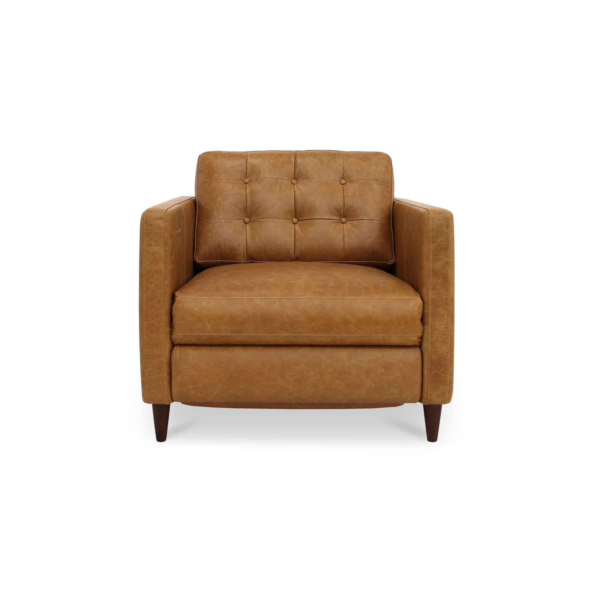 Moe’s Home Collection Bridgers Tan Leather Power Recliner Chair