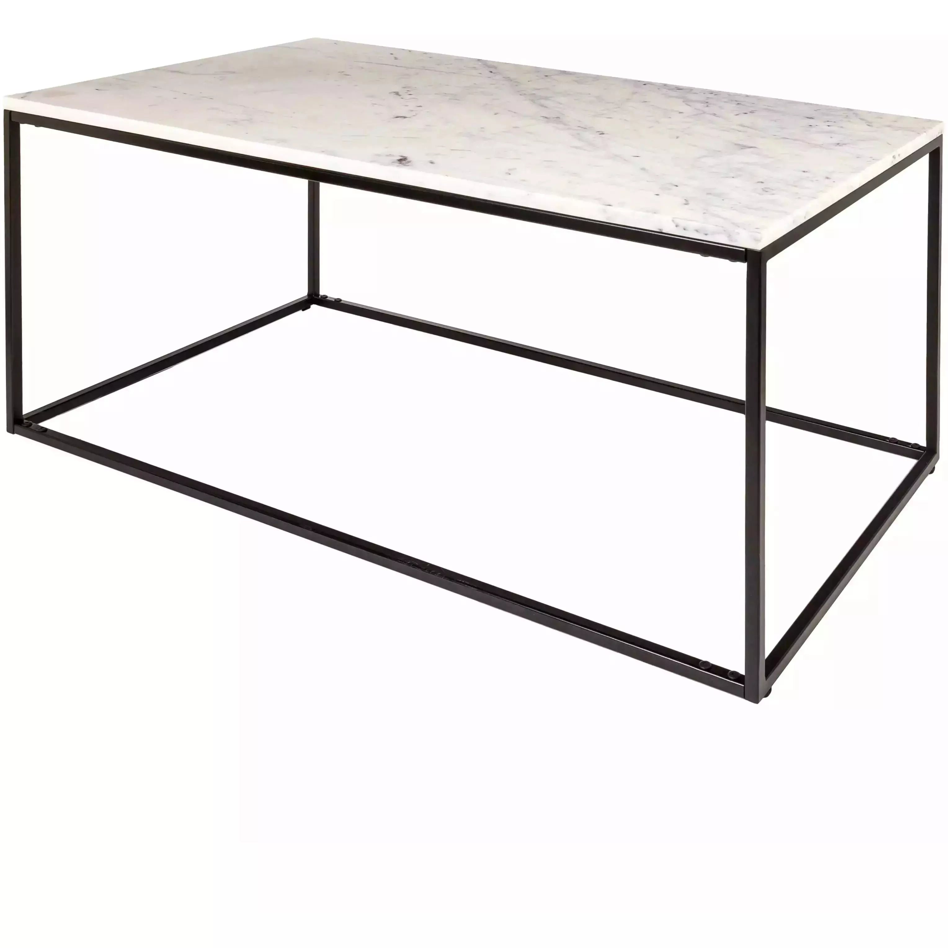 Surya Aryaa Modern White Marble Top With Black Metal Base Coffee Table YAA-001 - Image 3