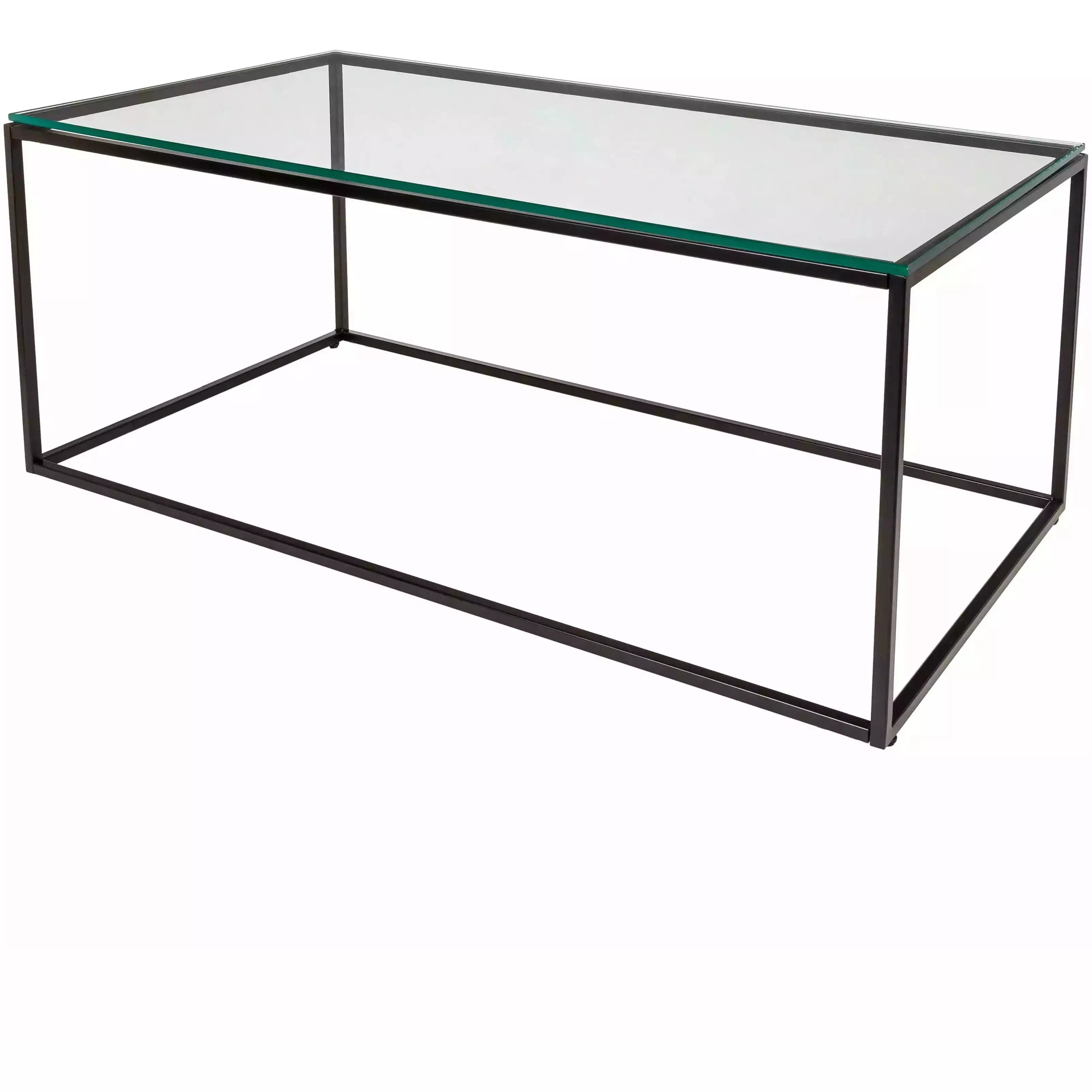Surya Aryaa Modern Glass Top With Black Metal Base Rectangular Coffee Table YAA-003 - Image 3
