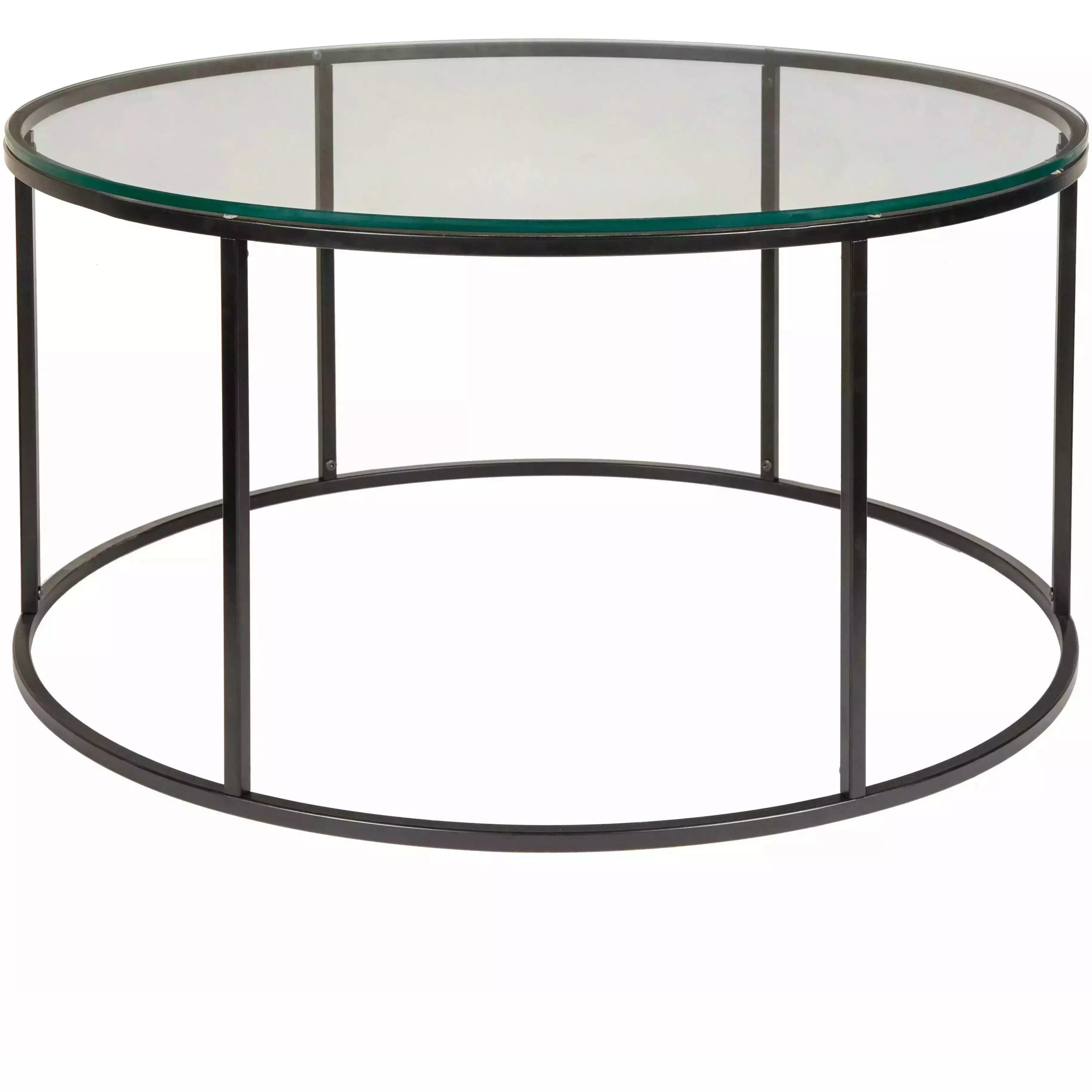 Surya Aryaa Modern Glass Top With Black Metal Base Round Coffee Table YAA-006 - Image 2