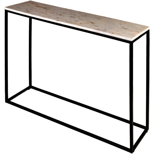 Surya Aryaa Modern White Marble Top With Black Metal Base Console Table YAA-007 - Image 2