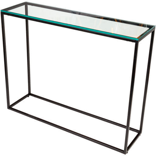 Surya Aryaa Modern Glass Top With Black Metal Base Console Table YAA-009 - Image 2
