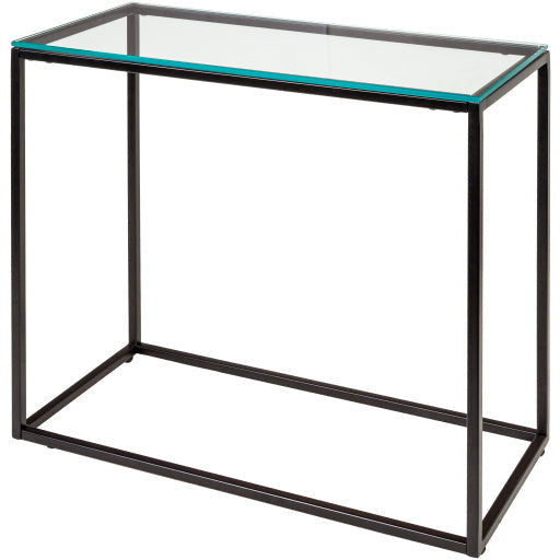 Surya Aryaa Modern Glass Top With Black Metal Base Accent Side Table YAA-012 - Image 2