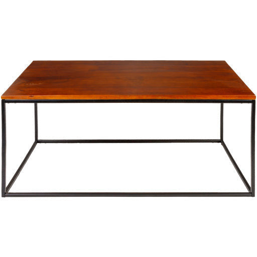 Surya Aryaa Modern Dark Brown Wood Top With Black Metal Base Coffee Table YAA-002 - Image 3