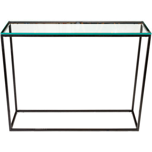 Surya Aryaa Modern Glass Top With Black Metal Base Console Table YAA-009 - Image 3
