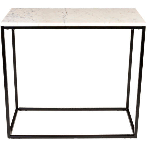 Surya Aryaa Modern White Marble Top With Black Metal Base Accent Side Table YAA-010 - Image 3