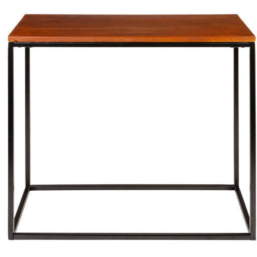 Surya Aryaa Modern Wood Top With Black Metal Base Accent Side Table YAA-011 - Image 3