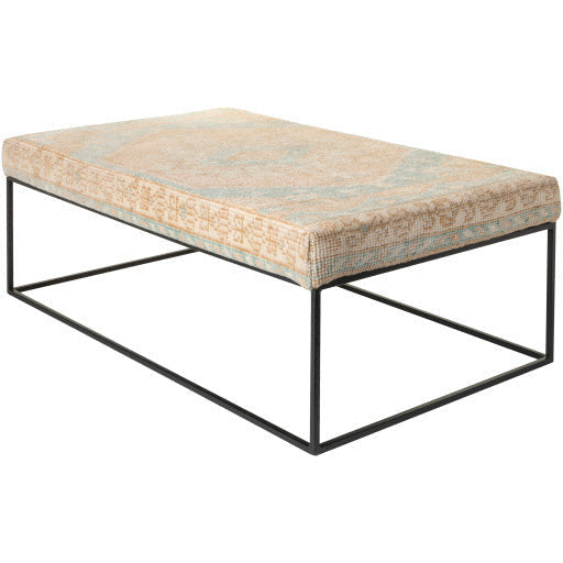 Surya Yalova Rustic Modern Hand Woven Fabric Bench With Black Metal Base YAL-002 - Image 2