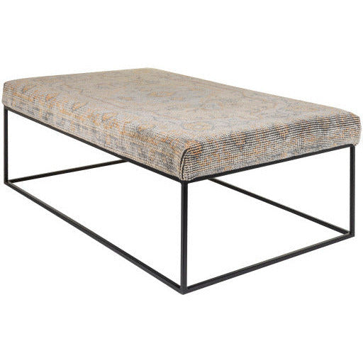 Surya Yalova Rustic Modern Hand Woven Fabric Bench With Black Metal Base YAL-003