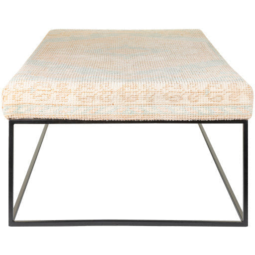 Surya Yalova Rustic Modern Hand Woven Fabric Bench With Black Metal Base YAL-002 - Image 3