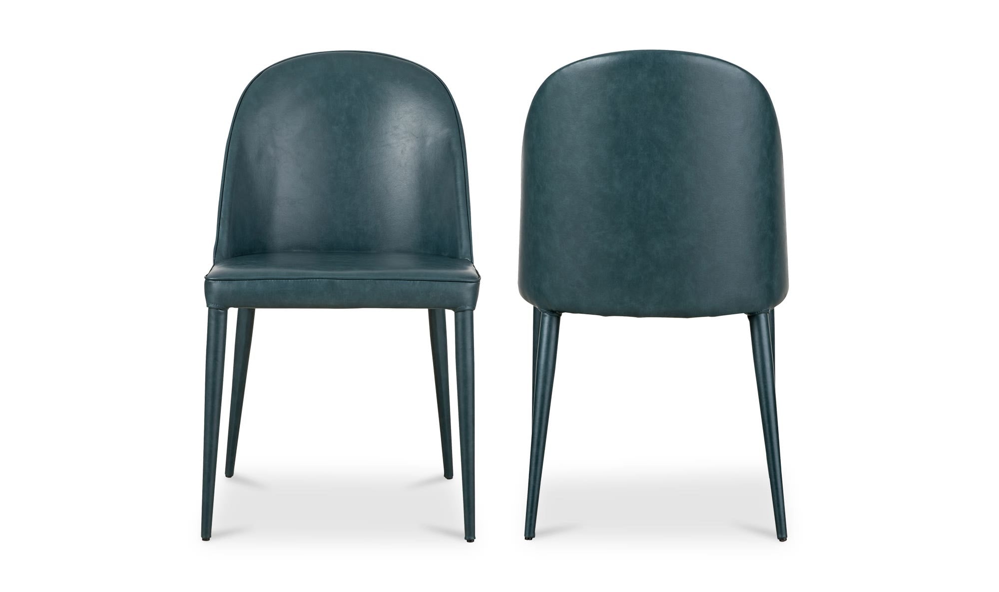 Moe’s Home Burton Dining Chair Dark Teal Vegan Leather – Set Of Two