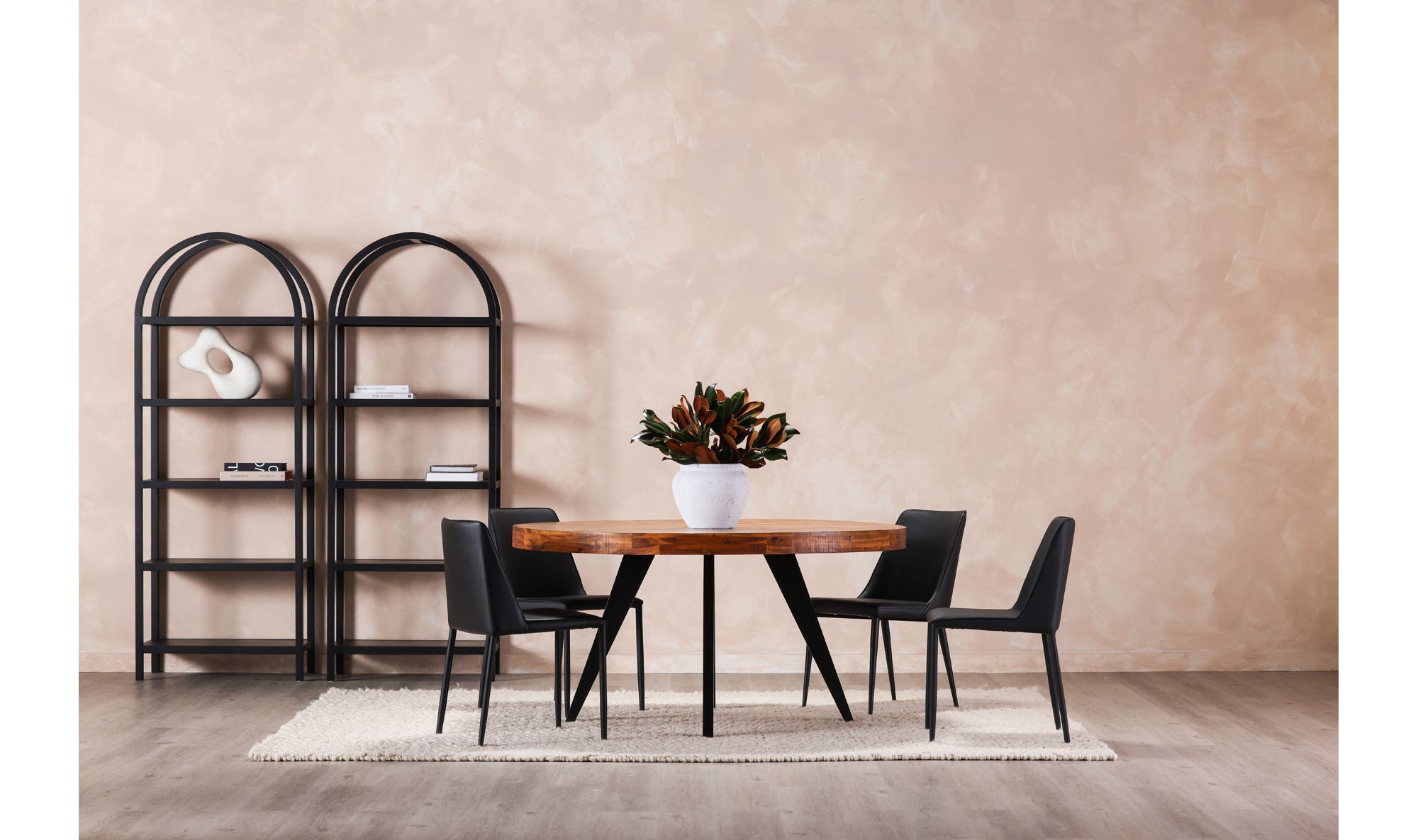 Moe's Home Nora Dining Chair Black Vegan Leather - Set Of Two - Image 2