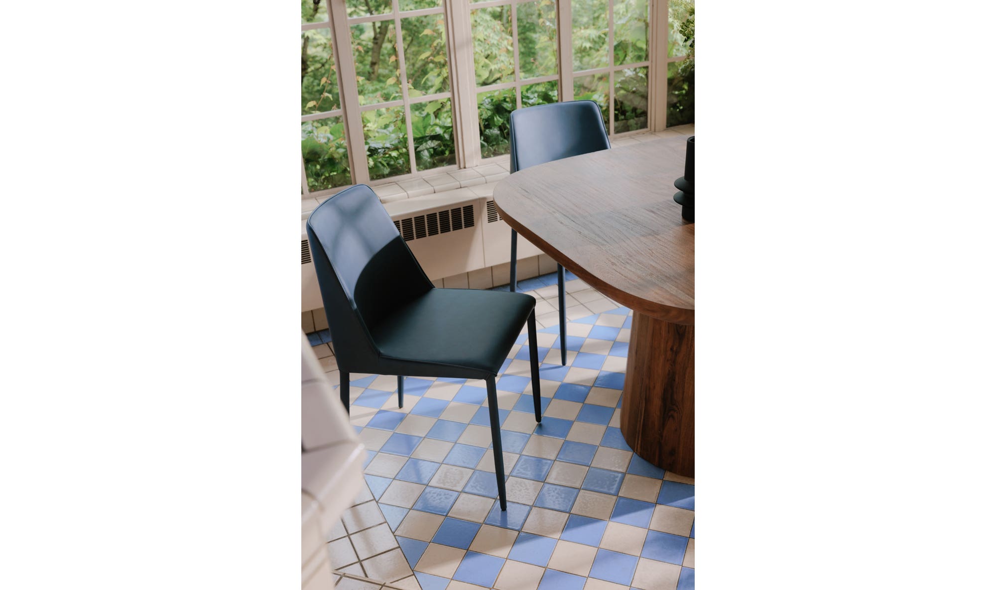 Moe's Home Nora Dining Chair Ocean Cavern Grey Vegan Leather - Set Of Two - Image 3